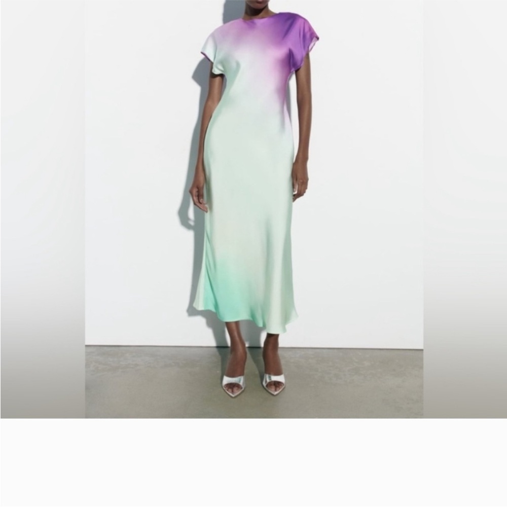 Zara Gradient Purple and Mint Midi Dress